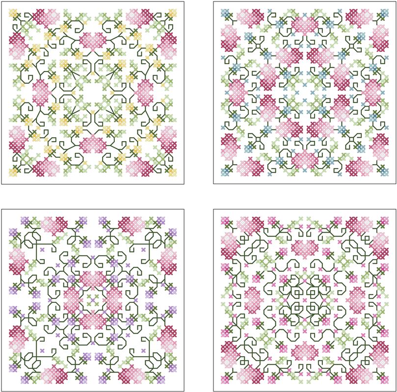 (image for) Hearts And Flowers Biscornu Ornaments